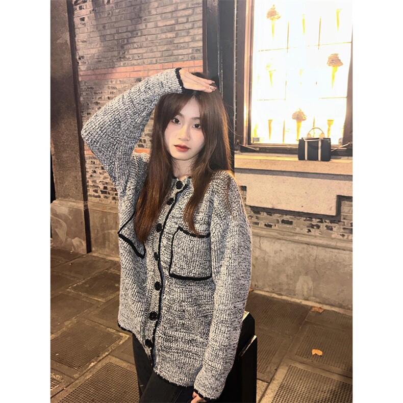 慵懒风长袖针织毛衣开衫外套春秋季韩系宽松简约小香风上衣JA756,男装针织衫/毛衣,星座1116A（原606A-3）