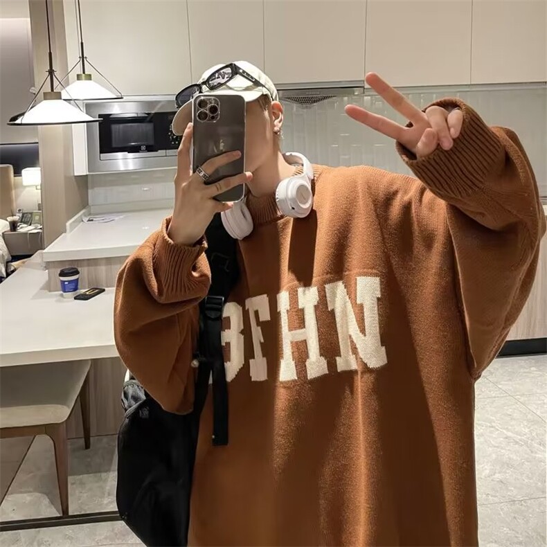 美式圆领毛衣男慵懒风休闲针织衫M5630P46,男装针织衫/毛衣,星座1116-2