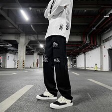 2023春装新款小众高街暗黑风腰果花破洞牛仔裤B221-LK22006-P50，男装牛仔裤，电商B221