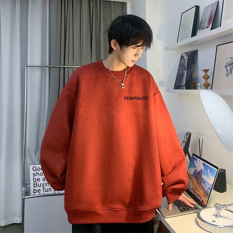 2026秋季新款麂皮绒字母印花落肩袖圆领卫衣JK23352特批36控59，男装卫衣，星座605(原A050)