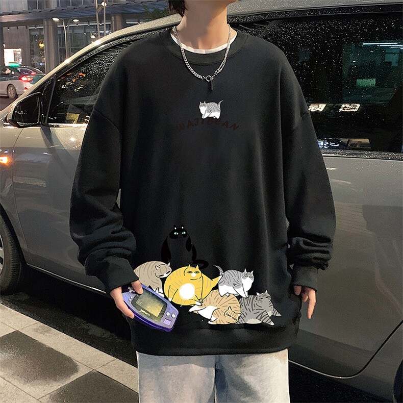 S6155-P28加绒款-P33秋季圆领卫衣男大码韩版宽松长袖外套,男装卫衣,电商A040