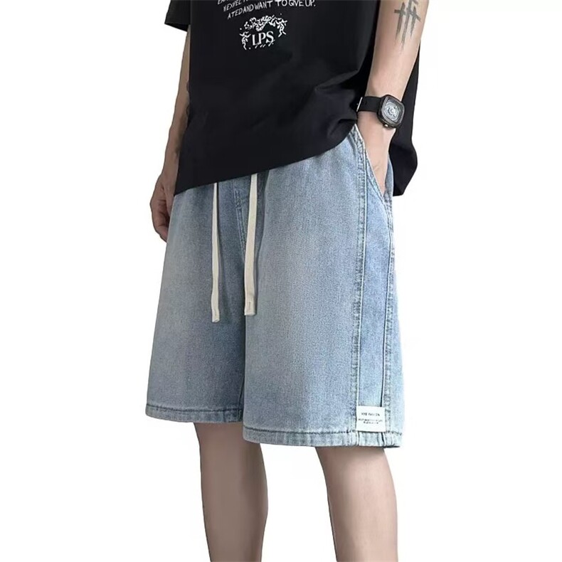 复古牛仔短裤男士夏薄款2025新款潮牌宽松外穿中裤水洗休闲五分裤,男装牛仔裤,星座1210-1