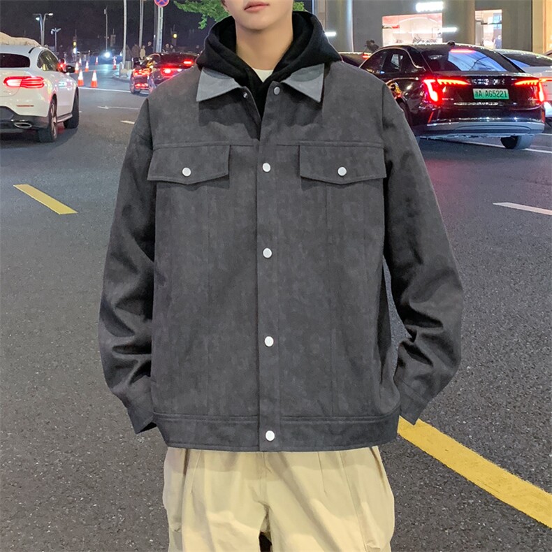 水洗扎染PU皮夹克复古休闲上衣翻领工装外套A406JK3508特P85,男装夹克,星座309（原A406）