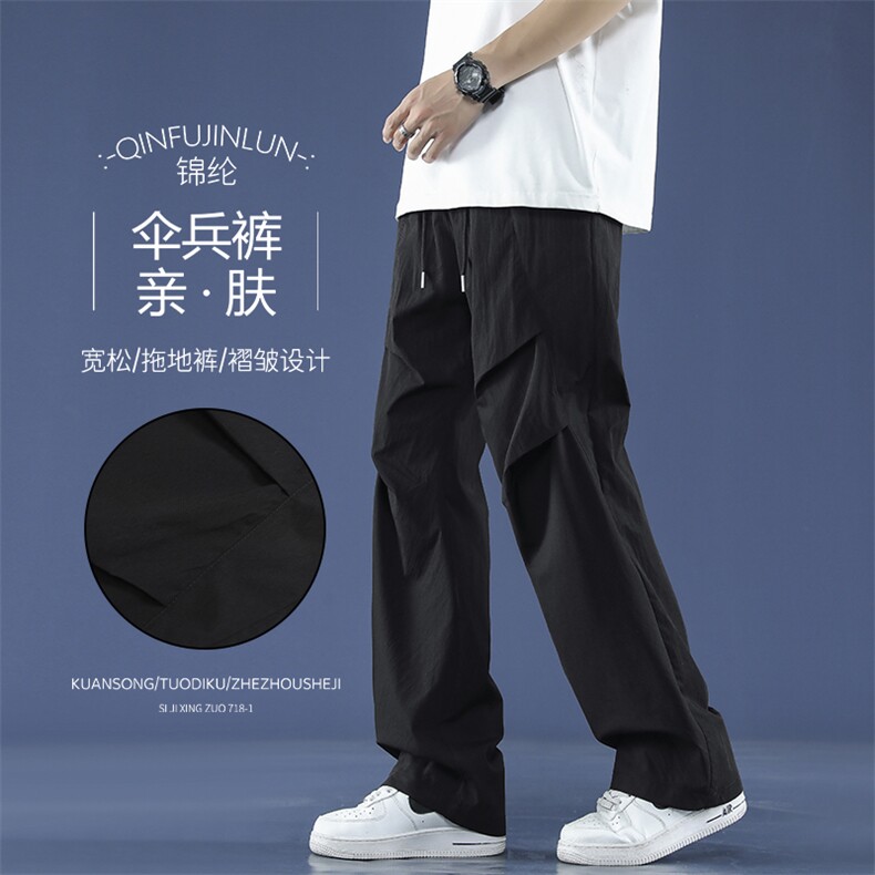 美式褶皱设计感高级感夏季薄款高街速干休闲裤K030-特批-25图片