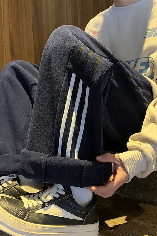 秋冬新款双面摇粒绒织带字母刺绣休闲裤XZ604-K117-特P40控78,男装休闲裤,星座604