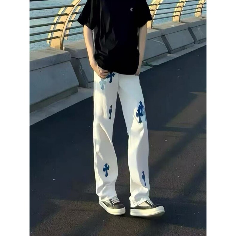 新款vibe风暗牛仔裤男潮牌直筒弹力百搭长裤文艺新款时尚XA476图片