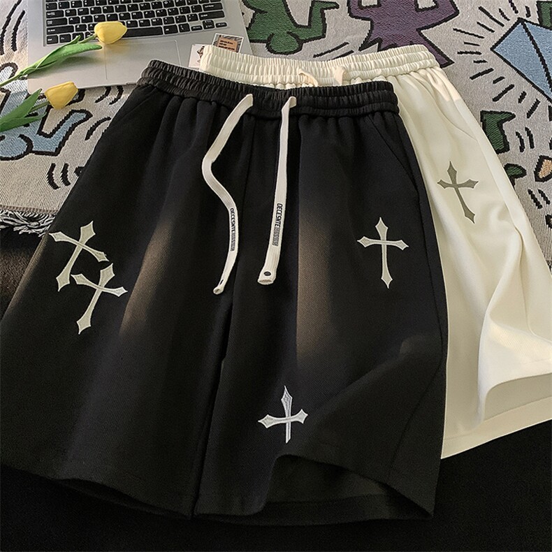 刺绣主推美式短裤男夏新款运动休闲X416B-1-DK862-特P28限48,男装牛仔裤,星座416B-1