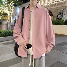 秋季新款Q2480-TP2539青少年桃皮绒衬衫港风宽松衬衣外套，男装衬衫，电商A102