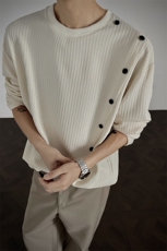 休闲打底衫男肌理感小众斜扣设计感长袖T恤-A2209P35控68，男装T恤，电商B241