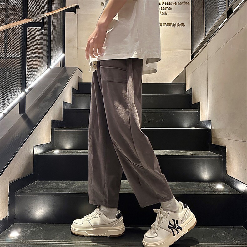 裤子男士夏季薄款潮牌宽松透气哈伦九分裤直筒运动休闲裤,男装休闲裤,星座1018A