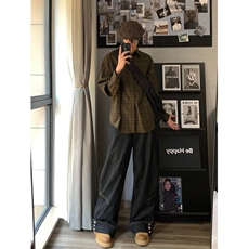 网络图现货格子衬衫长袖秋冬衬衣休闲外套RB004-P75，男装衬衫，星座1005-4
