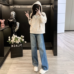 秋季新款时尚宽松连帽外套休闲运动套装女