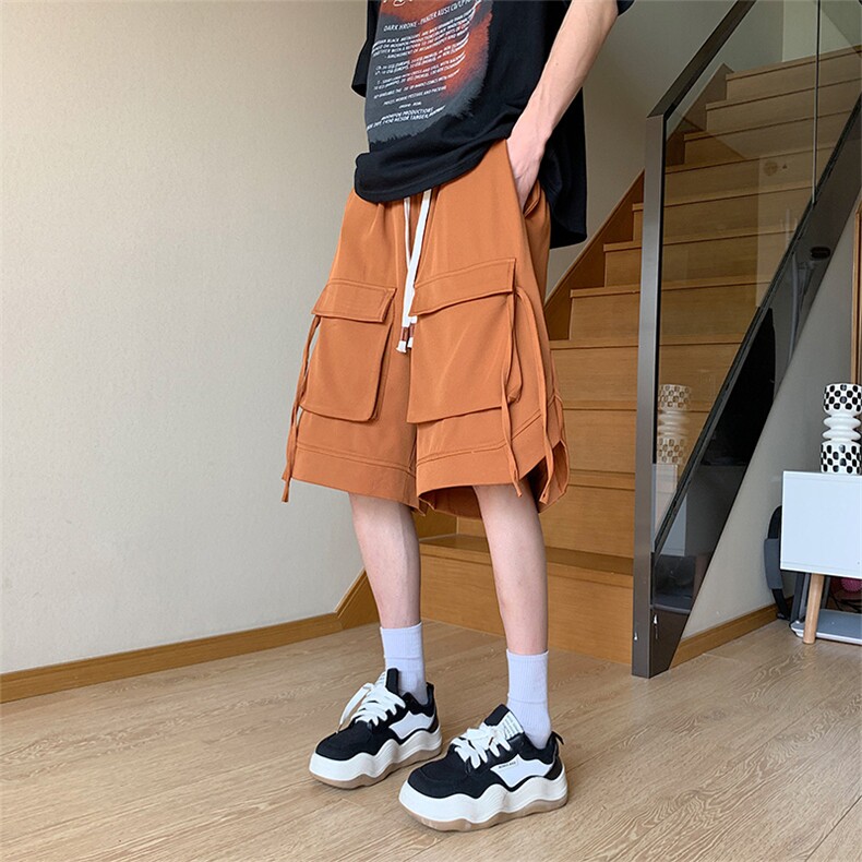 夏季冰丝垂感工装短裤男宽松潮牌五分裤A407P40,男装牛仔裤,电商A309