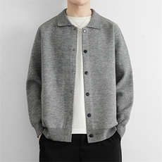 轻奢针织开衫男士外套毛衣秋冬季2025新款休闲百搭男翻领夹克，男装针织衫/毛衣，星座914