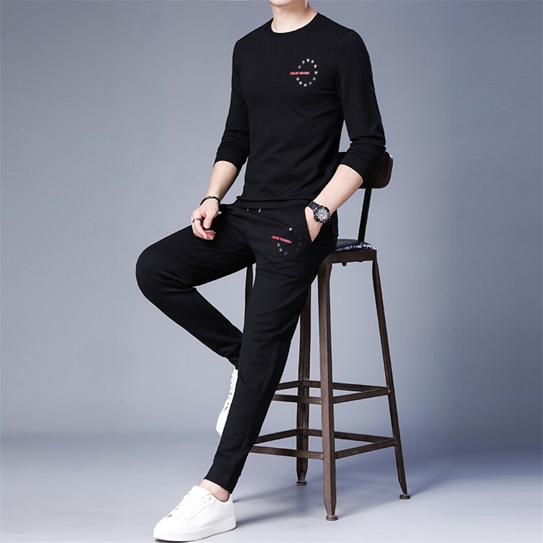 中年休闲运动套装男秋季爸爸装圆领套头卫衣中老年人运动服男春秋,男装休闲套装,电商B212（原钱塘6029）