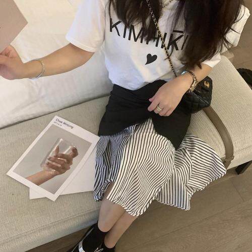 7972条纹拼接半裙，女装半身裙，XTZ style