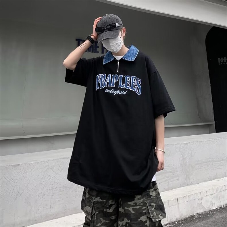 POLO衫夏季潮刺绣流行2023五分袖ins男百搭时尚潮流新款WB075-P34,男装T恤,星座412
