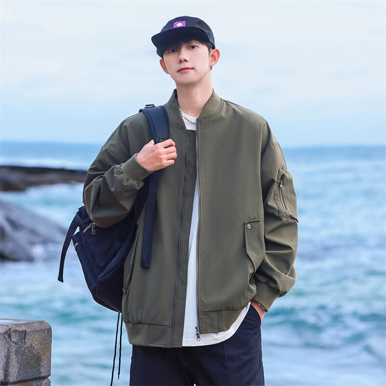 开春数据短款飞行夹克教练翻领拉链防水显高夹克外套SN2466P55，男装夹克，电商A128