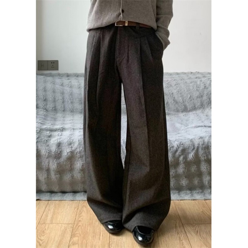 复古老钱风设计弯刀休闲裤男女宽松cleanfit垂感双褶西裤XH241,男装西裤,星座1116A（原606A-3）