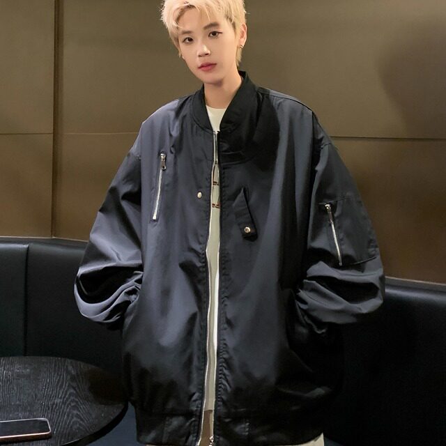 HY9275-P60 美式复古外套夹克街头潮牌宽松条纹设计感棒球服上衣图片