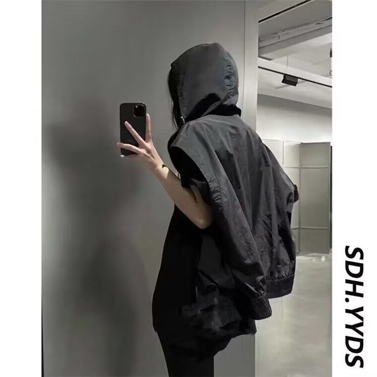 纯色工装无袖T恤男士夏季韩版潮流宽松立体口袋设计坎肩背心马甲图片