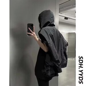 纯色工装无袖T恤男士夏季韩版潮流宽松立体口袋设计坎肩背心马甲图片