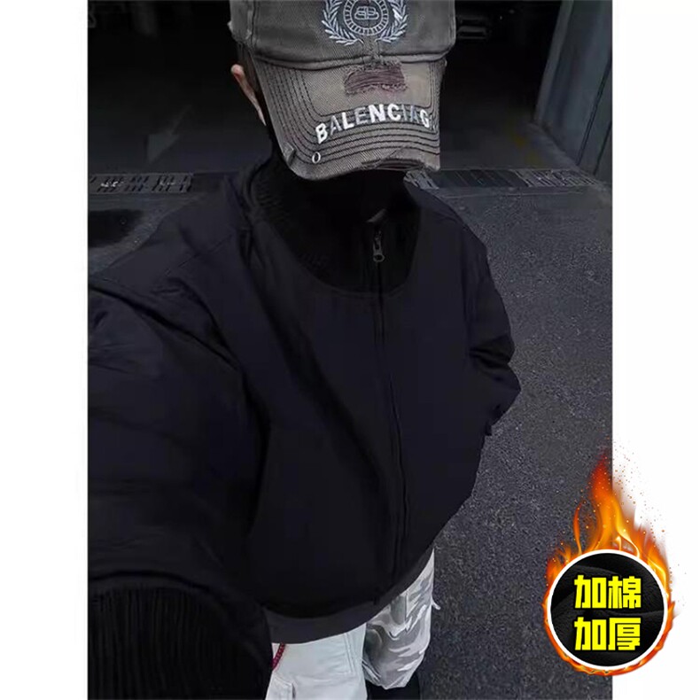 现货冬季美拉德立领飞行夹克廓形高街棒球服加棉加厚棉衣外套,男装夹克,电商A486-1