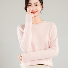 35%羊绒衫秋冬季新款舒适时尚百搭纯色圆领女式宽松长袖打底毛衣，女装羊绒衫，琳尚羊绒