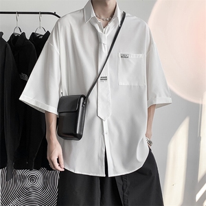 配领带 衬衫男韩版潮流高街帅2025夏季新款ins宽松外套W2956-P32图片