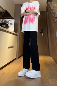 现货主推 渐变复古蓝微喇直筒松紧腰休闲牛仔裤男女K5809-P50控69图片