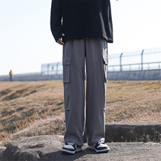 美式复古高街工装裤男直筒阔腿休闲裤春季时尚潮流长裤K087-P43，男装休闲裤，星座308B-1