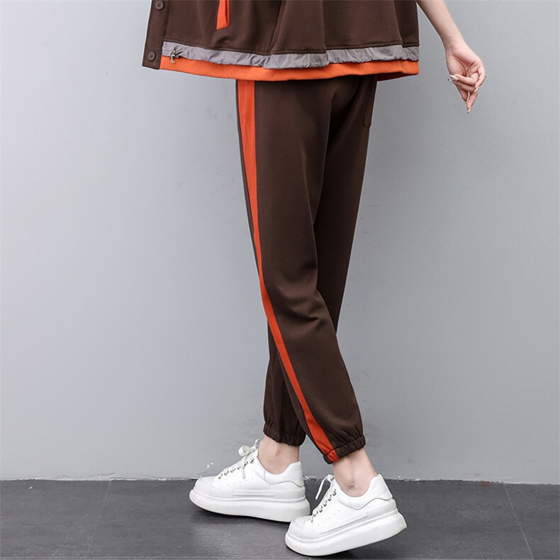时尚宽松显瘦侧边条纹休闲裤女春秋季新款百搭高腰长裤运动裤图片
