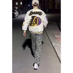 2025春秋欧美美式复古毛呢飞行服外套宽松潮牌宽松休闲男士棒球服图片