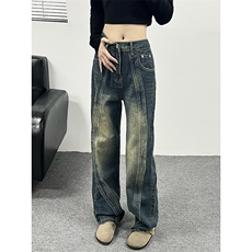 B221美式ins高街加绒加厚牛仔裤LK23134-P65控88加绒P75控98，男装牛仔裤，电商B221