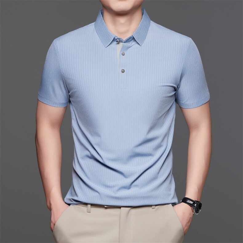 夏季新POLO衫男短袖T恤冰丝男士休闲商务爸爸装时尚百搭上衣,男装T恤,钱塘6003（原4033）