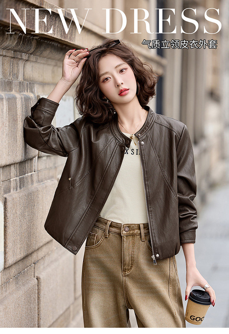 2026年春季新款现货时尚潮流皮衣外套机车服女装,女装皮衣,臻衣坊