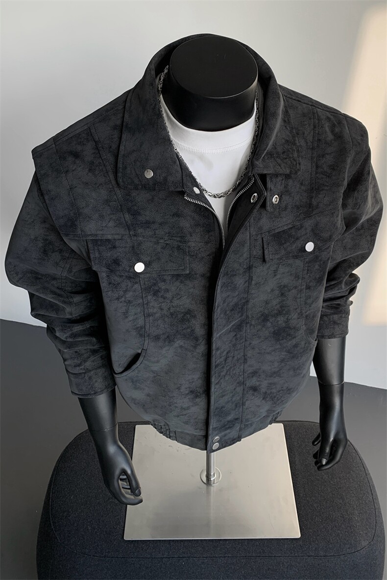 秋季新款皮衣防水翻领扎染皮夹克男士休闲外套A406JK2559P95,男装夹克,星座309（原A406）