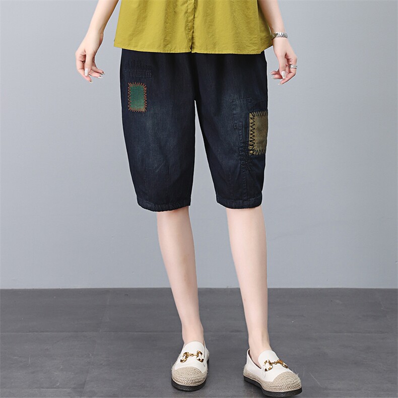 时尚宽松牛仔裤女夏季新款高腰显瘦百搭休闲裤大码胖mm九分裤,女装牛仔裤,叶笙衣
