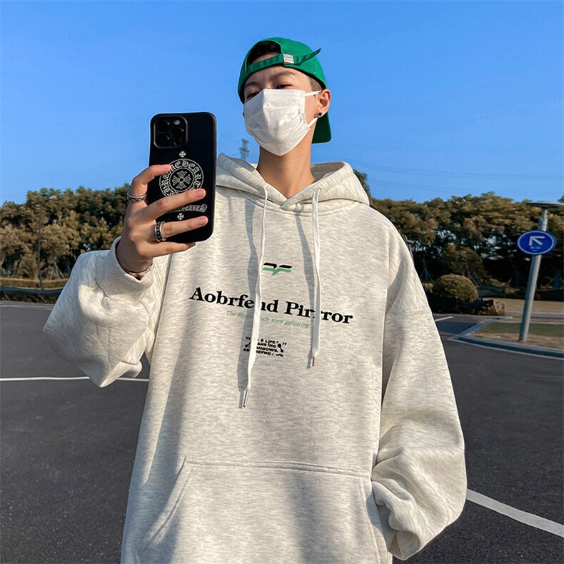 抖音得物供货可提供视频秋冬重磅美式宽松连帽卫衣DL2321,男装卫衣,电商A486