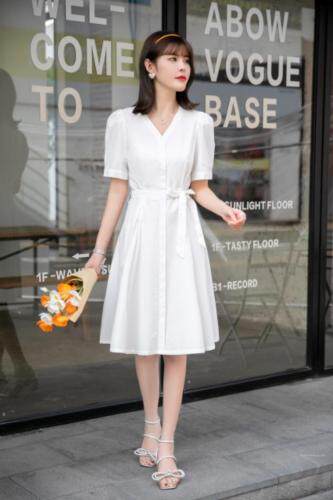 水洗棉连衣裙，女装连衣裙，英利伊人