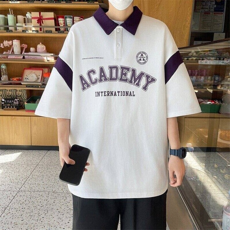 84068-P40polo衫短袖男士夏季小众潮流半袖ins港风百搭潮牌t恤男,男装T恤,电商D310B
