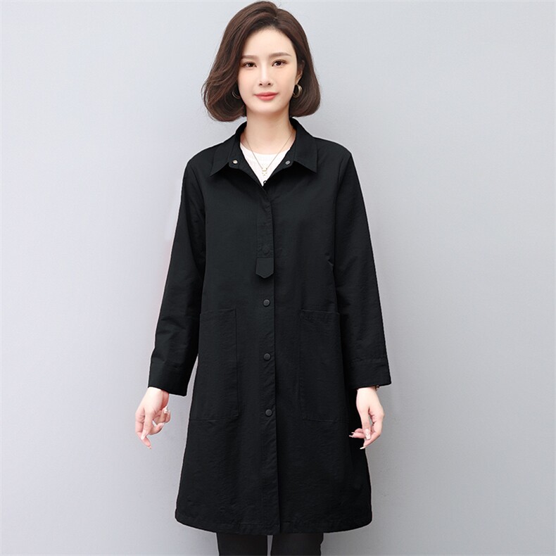 风云女中长款2023春装中年妈妈休闲洋气减龄薄款外套,女装风衣,雪樱依海