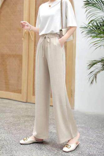 (现货)夏季新品麻料拖地裤，女装，艺尚丽人