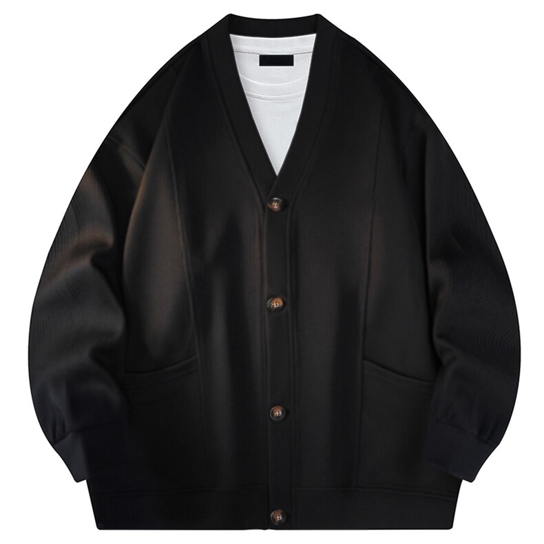 抖音得物高品质秋冬美式高街重磅单排扣结构卫衣V领开衫外套W110，女装短外套，电商A486-1