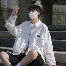 工装衬衫男长袖港风潮流帅气2026夏新款ins宽松外套CY1089-P39，男装衬衫，星座412-2