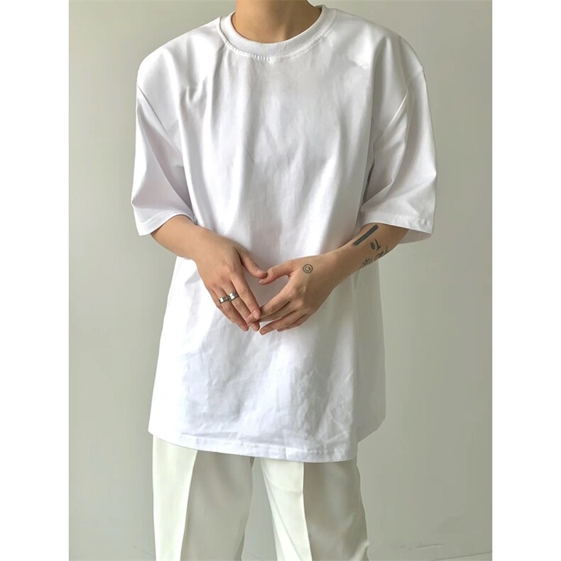 垫肩短袖T恤纯色纯棉t恤衫（现货支持二开T2430-P23网图,男装T恤,星座1213