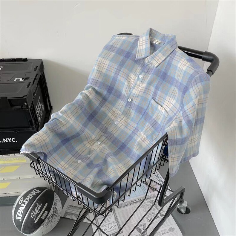 夏季2024新款短袖格子衬衫C43P28,男装衬衫,星座1116-2