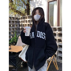 重磅秋冬季美式潮小众慵懒风甜美学院韩版拉链连帽卫衣外套女，女装短外套，星座506A