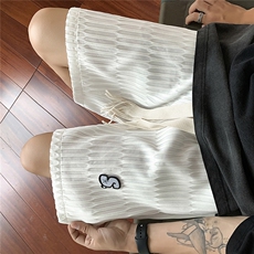 港风冰丝弧形特色面料短裤男士中裤男潮流五分裤DK8782P40控59，男装牛仔裤，星座227-7