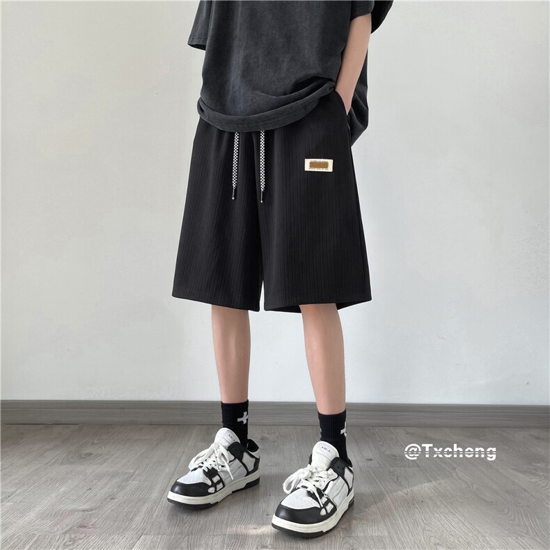 抖音品质冰丝薄款显瘦五分裤潮宽松直筒短裤B315-K23283-p35控48,男装休闲裤,电商B315